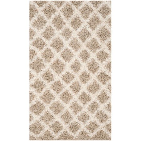 Safavieh Dallas Shag Small Rectangle Area RugBeige & Ivory 3 x 5 ft. SGD258D-3